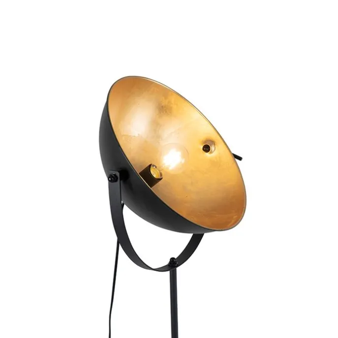 Stehlampe schwarz mit Gold 35 cm verstellbar - Magnax