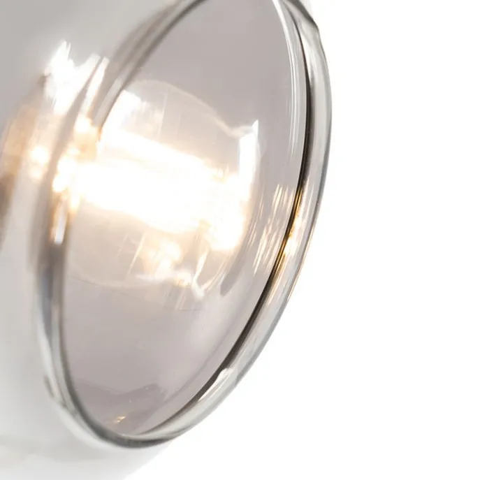 Stehlampe schwarz mit Gold mit Rauchglas 2 Lichter - Zuzanna