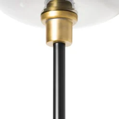 Stehlampe schwarz mit Gold mit Rauchglas 2 Lichter - Zuzanna