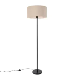 Stehlampe schwarz mit Schirm hellbraun 50 cm - Simplo
