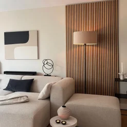 Stehlampe schwarz mit Schirm hellbraun 50 cm - Simplo