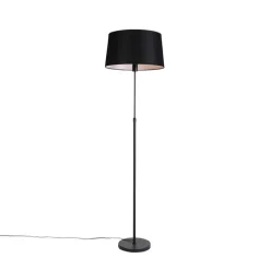 Stehlampe schwarz mit schwarzem Leinenschirm 45cm verstellbar - Parte