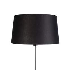 Stehlampe schwarz mit schwarzem Leinenschirm 45cm verstellbar - Parte