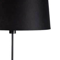 Stehlampe schwarz mit schwarzem Leinenschirm 45cm verstellbar - Parte