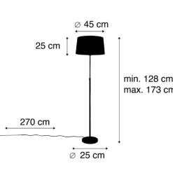 Stehlampe schwarz mit schwarzem Leinenschirm 45cm verstellbar - Parte