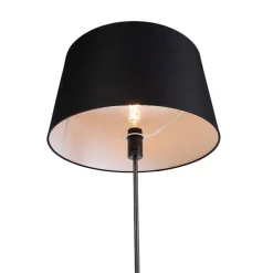 Stehlampe schwarz mit schwarzem Leinenschirm 45cm verstellbar - Parte