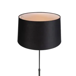 Stehlampe schwarz mit schwarzem Leinenschirm 45cm verstellbar - Parte