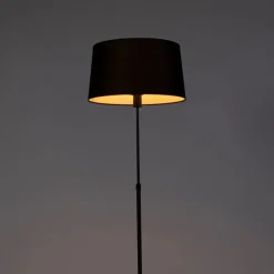 Stehlampe schwarz mit schwarzem Leinenschirm 45cm verstellbar - Parte