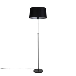 Stehlampe schwarz mit schwarzem Leinenschirm 45cm verstellbar - Parte