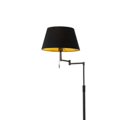 Stehlampe schwarz mit schwarzem Schirm und verstellbarem Arm - Ladas