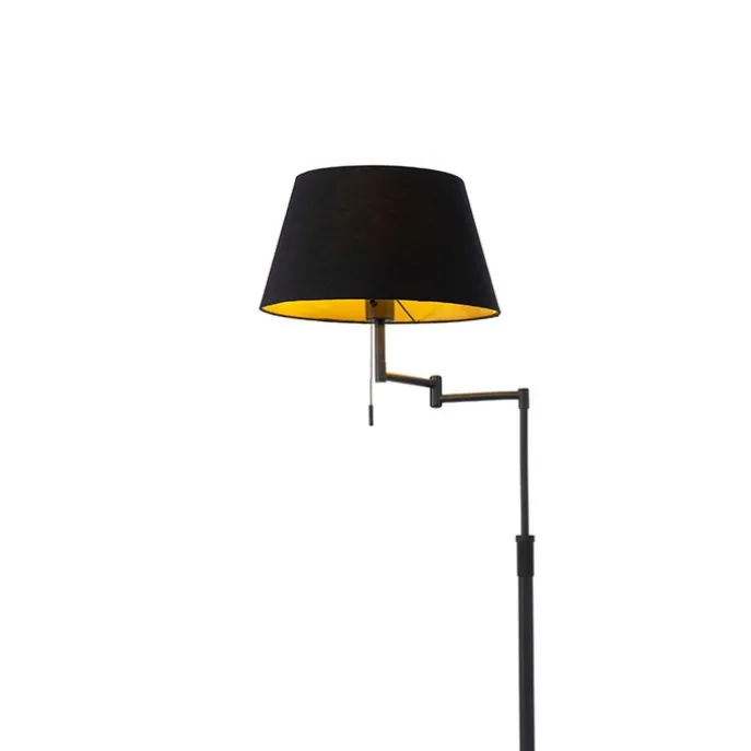 Stehlampe schwarz mit schwarzem Schirm und verstellbarem Arm - Ladas