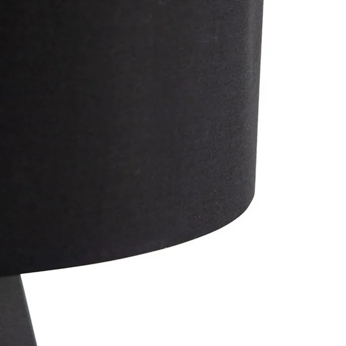 Stehlampe schwarz mit schwarzem Schirm und goldener Innenseite - Ilse