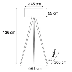 Stehlampe schwarz mit schwarzem Schirm und goldener Innenseite - Ilse
