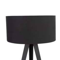 Stehlampe schwarz mit schwarzem Schirm und goldener Innenseite - Ilse