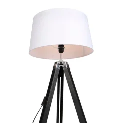Stehlampe schwarz mit weißem Leinenschirm 45 cm - Tripod