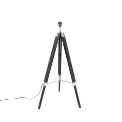 Stehlampe schwarz mit weißem Leinenschirm 45 cm - Tripod
