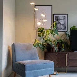 Stehlampe Stahl inkl. LED mit Touch-Dimmer - Sixties Trento