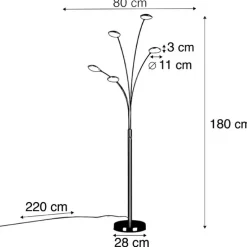 Stehlampe Stahl inkl. LED mit Touch-Dimmer - Sixties Trento