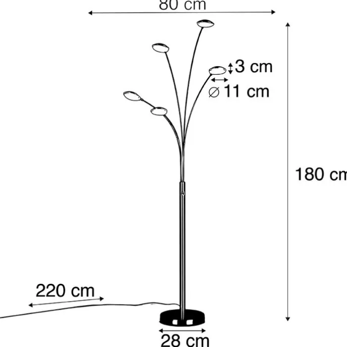Stehlampe Stahl inkl. LED mit Touch-Dimmer - Sixties Trento