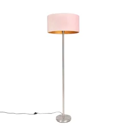 Stehlampe Stahl mit rosa Schirm 50 cm - Simplo