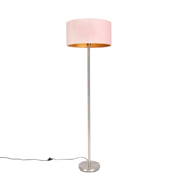 Stehlampe Stahl mit rosa Schirm 50 cm - Simplo