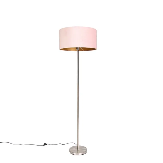 Stehlampe Stahl mit rosa Schirm 50 cm - Simplo