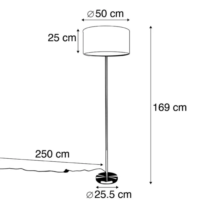 Stehlampe Stahl mit rosa Schirm 50 cm - Simplo