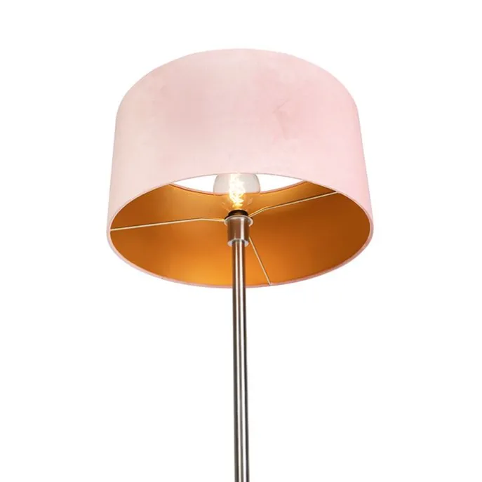 Stehlampe Stahl mit rosa Schirm 50 cm - Simplo