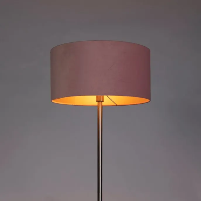 Stehlampe Stahl mit rosa Schirm 50 cm - Simplo