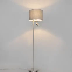 Stehlampe Stahl mit Schirm grau und Leselampe - Jelena