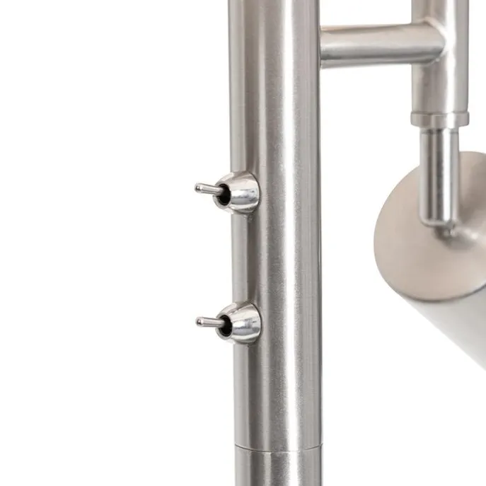 Stehlampe Stahl mit Schirm grau und Leselampe - Jelena