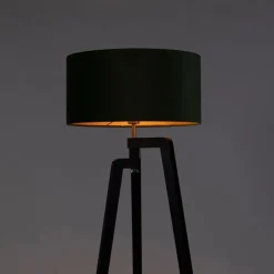 Stehlampe Stativ schwarz mit grünem Schirm und Gold 50 cm - Puros