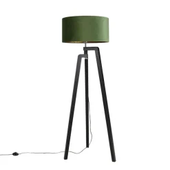Stehlampe Stativ schwarz mit grünem Schirm und Gold 50 cm - Puros