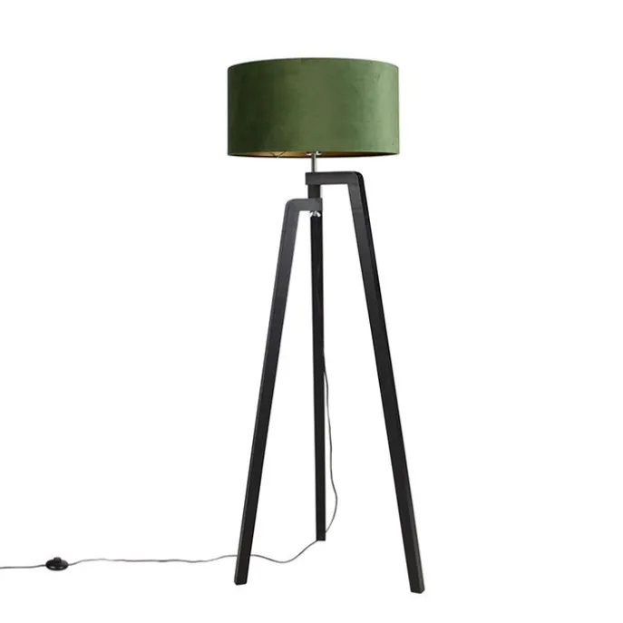 Stehlampe Stativ schwarz mit grünem Schirm und Gold 50 cm - Puros