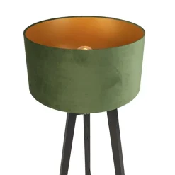 Stehlampe Stativ schwarz mit grünem Schirm und Gold 50 cm - Puros