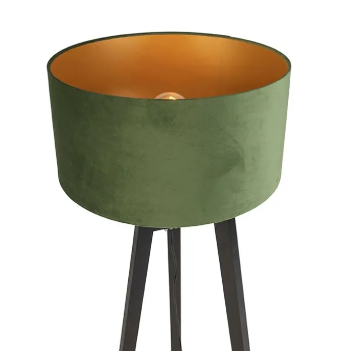 Stehlampe Stativ schwarz mit grünem Schirm und Gold 50 cm - Puros