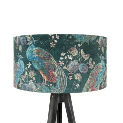 Stehlampe Stativ schwarz mit Schirm Pfau 50 cm - Tripod Classic