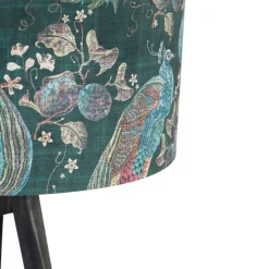 Stehlampe Stativ schwarz mit Schirm Pfau 50 cm - Tripod Classic