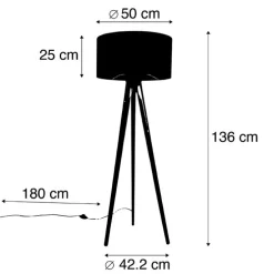 Stehlampe Stativ schwarz mit Schirm Pfau 50 cm - Tripod Classic