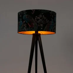 Stehlampe Stativ schwarz mit Schirm Pfau 50 cm - Tripod Classic