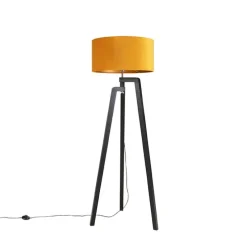 Stehlampe Stativ schwarz mit gelbem Schirm und Gold 50 cm - Puros