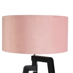 Stehlampe Stativ schwarz mit rosa Schirm und Gold 50 cm - Puros