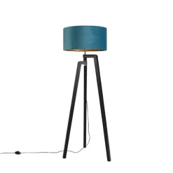 Stehlampe Stativ schwarz mit blauem Schirm und Gold 50 cm - Puros