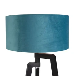 Stehlampe Stativ schwarz mit blauem Schirm und Gold 50 cm - Puros