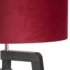 Stehlampe Stativ schwarz mit rotem Schirm und Gold 50 cm Puros