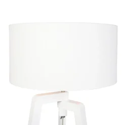 Stehlampe Stativ weißes Holz mit weißem Schirm 50 cm - Puros