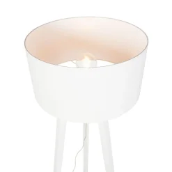 Stehlampe Stativ weißes Holz mit weißem Schirm 50 cm - Puros