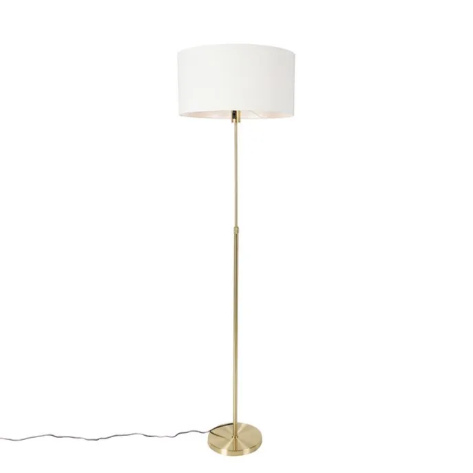 Stehlampe verstellbar gold mit Schirm weiß 50 cm - Parte