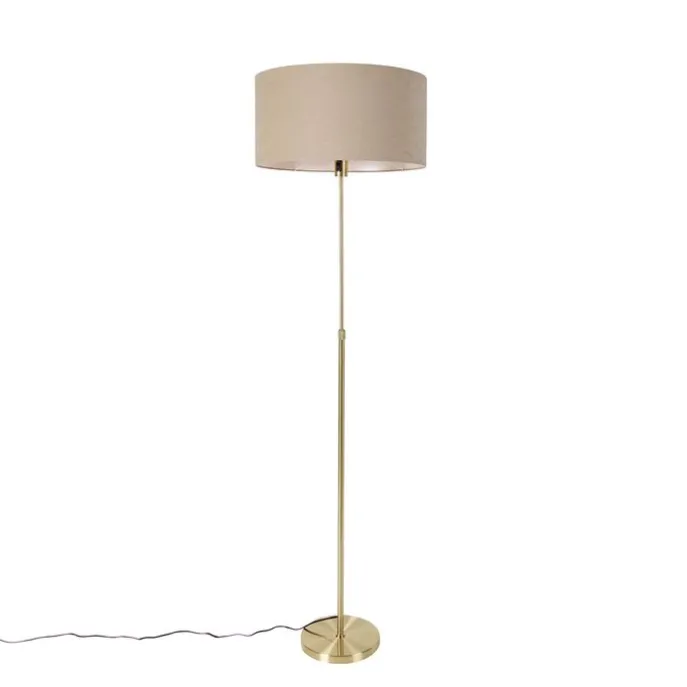Stehlampe verstellbar gold mit Schirm hellbraun 50 cm - Parte