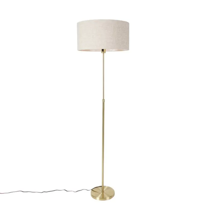 Stehlampe verstellbar gold mit Schirm hellgrau 50 cm - Parte